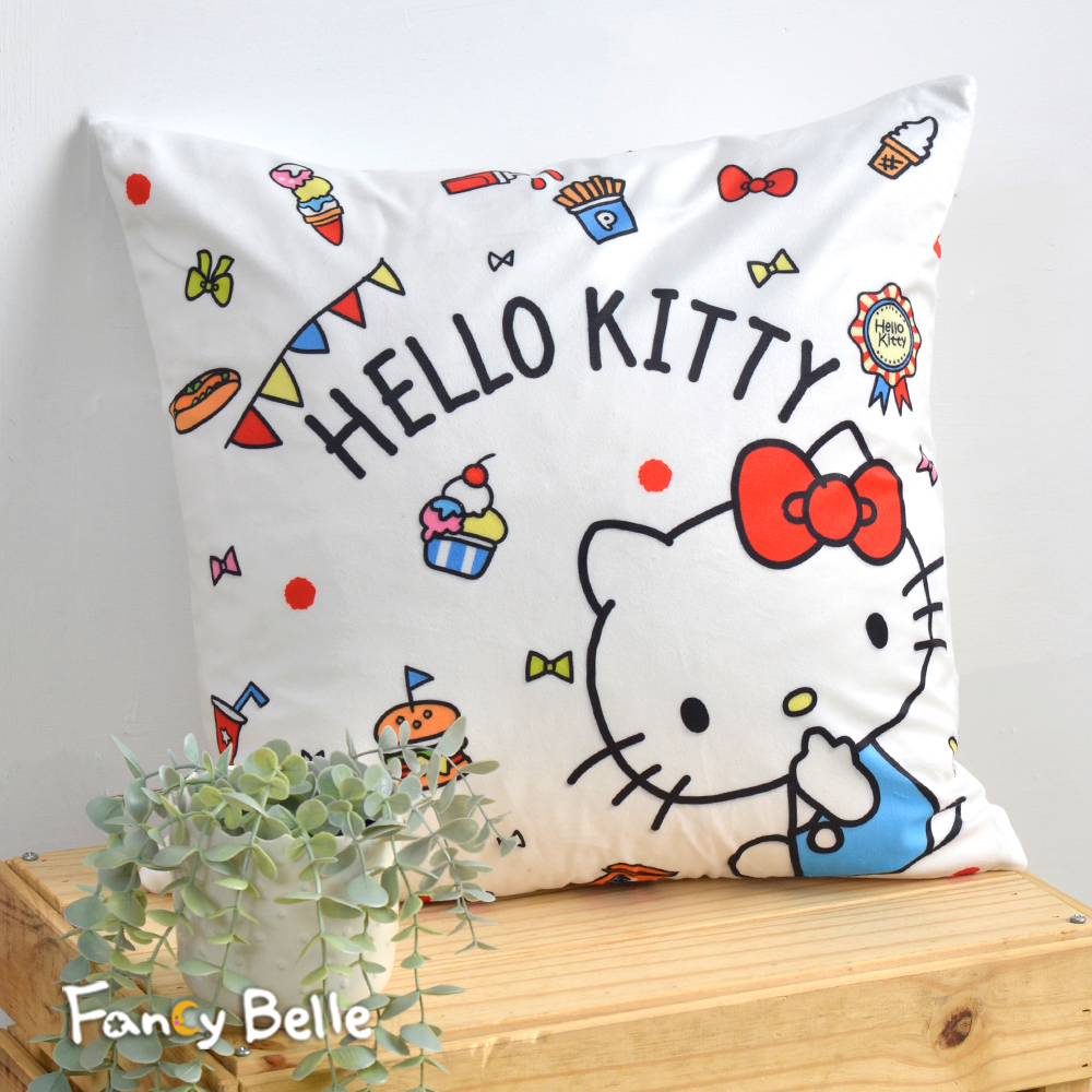 Fancy Belle 義大利《Sanrio-經典HELLO KITTY》麂皮靠墊 45*45CM