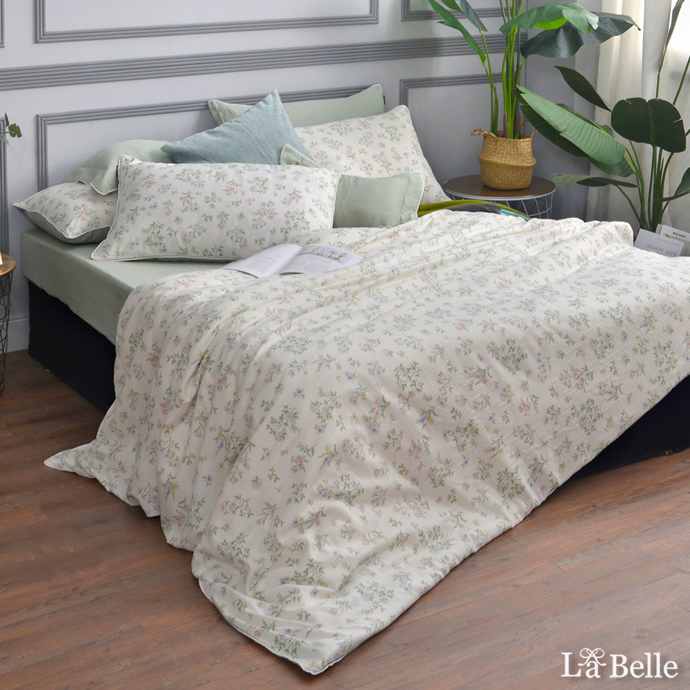 La Belle 義大利《花草巷》雙人日系親膚純棉雙層紗四件式被套床包組