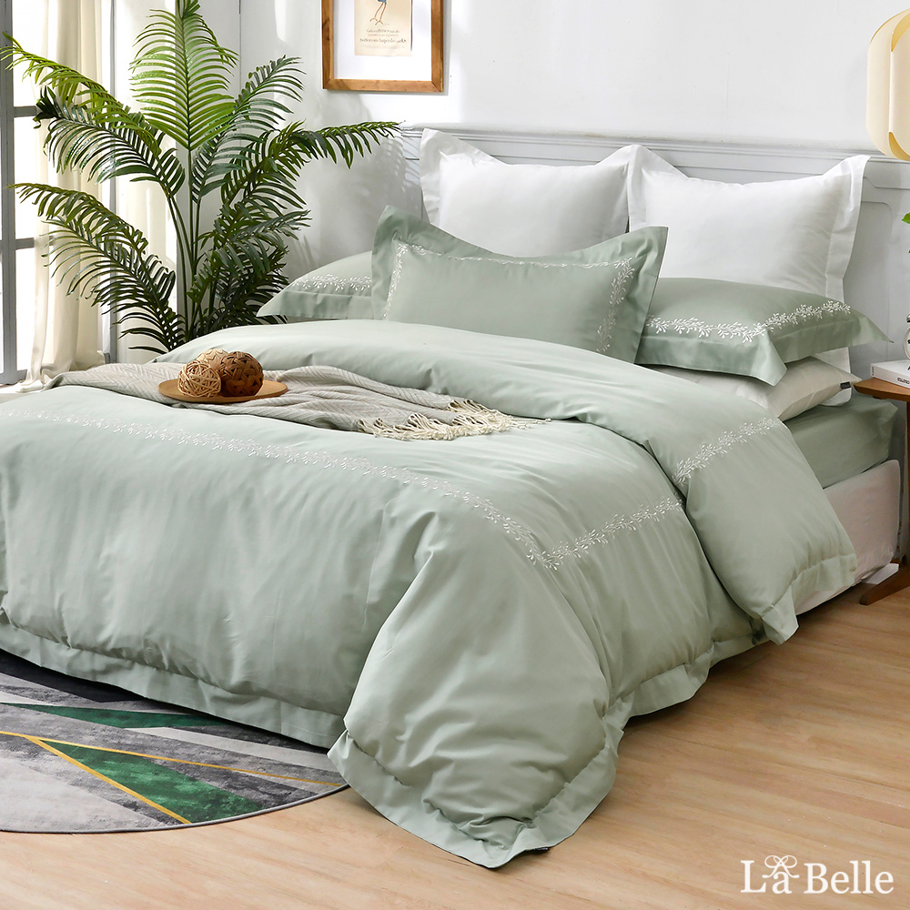 La Belle 《蔓蔓旋花》加大長絨細棉刺繡四件式被套床包組(兩色可選)