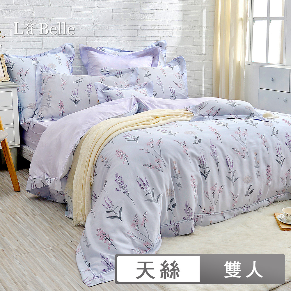 La Belle 義大利《夢迴紫宴》雙人天絲防蹣抗菌吸濕排汗兩用被床包組