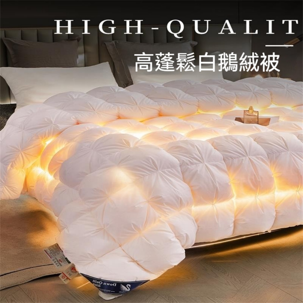 YIMI 依米 180x220cm大朵白鵝絨被 全棉面料羽絨被芯 高蓬鬆不鑽絨 春秋被秋冬被深冬加厚被 加大被芯