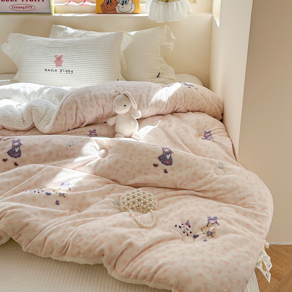 牛奶絨保暖被芯 雙人被胎 棉被子 羊羔絨冬被 8斤雙人被芯 卡通圖案冬被 雙面絨加厚保暖冬200*230CM