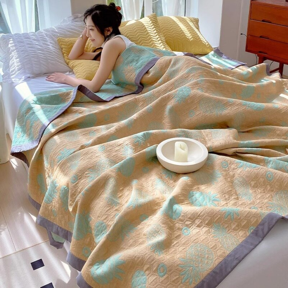 毯子 空調毯子 夏被 夏天毯子 床上蓋毯 三層紗毛巾被 雙人毯子 午睡毯 可水洗機洗 薄毯子200*230cm