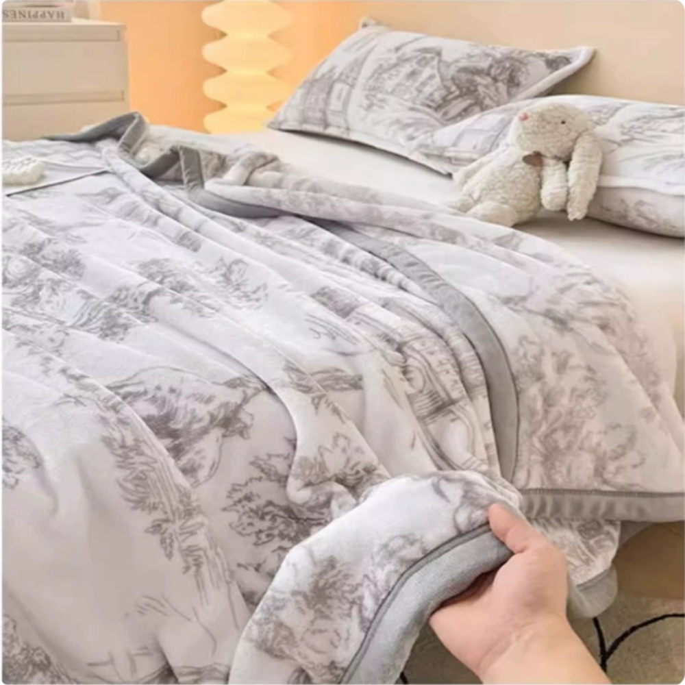 意馳 YICHI 牛奶絨毯 200x230cm/雙人毯 毛毯 加厚珊瑚絨蓋毯 加絨厚床單 法蘭絨毯 午睡毯子