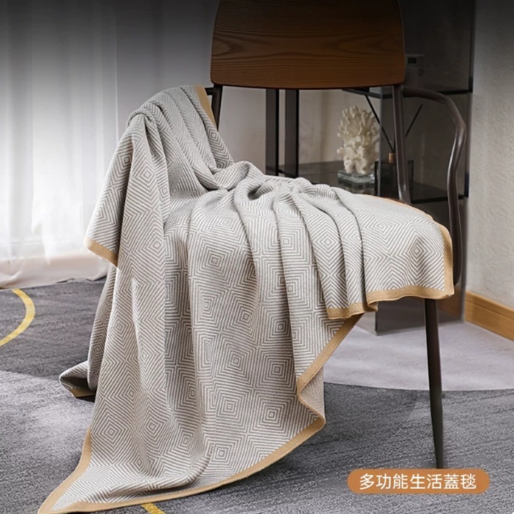 毯子 人字紋針織蓋毯 高級感沙發搭毯 簡約卧室床尾毯辦公室午睡披肩毯 127*152CM