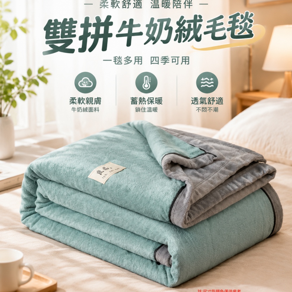【硯禾】毛毯 雙拼牛奶絨毛毯 柔軟蓄熱保暖透氣 四季可用蓋毯 床單午睡沙發毯 辦公室絨毯 200x230cm