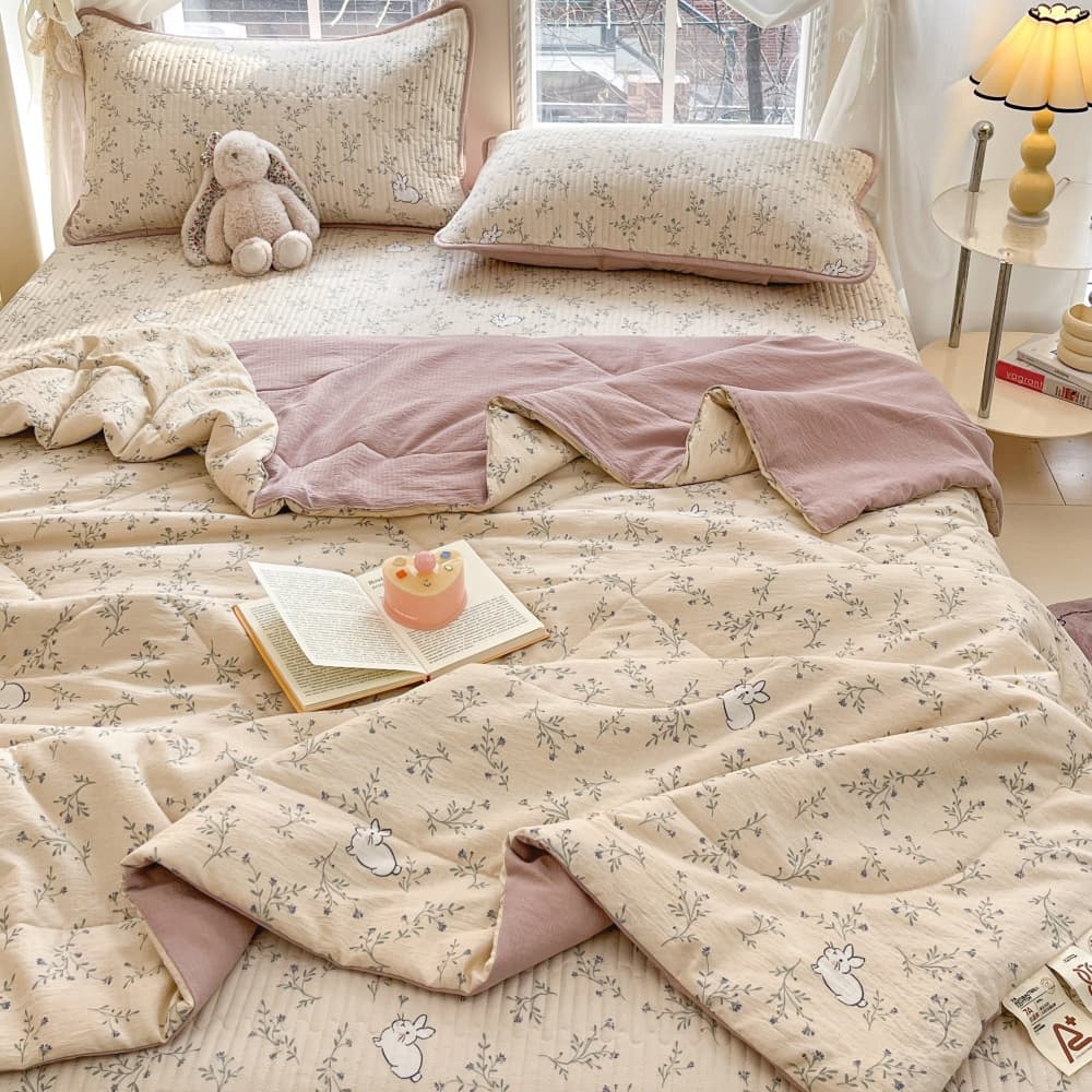 【匠心】全棉夏涼被 雙層紗夏涼被 夏被床蓋四件套【夏被200x230cm+床蓋225x245cm+枕套一對】