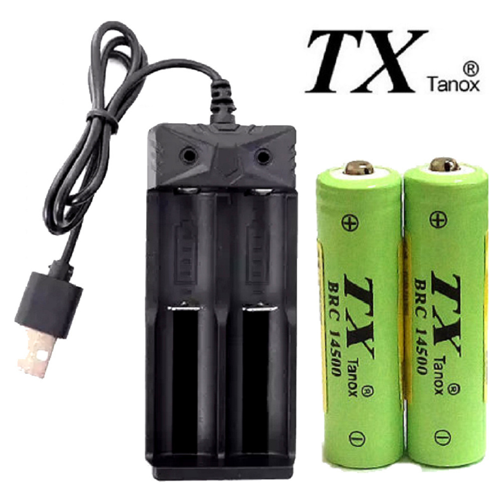 TX特林600mAh14500鋰充電池2入附USB充電器(LI14500-2-USB)