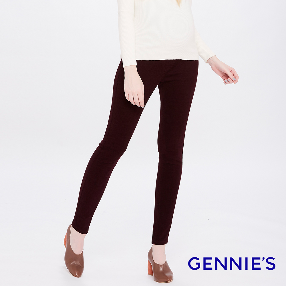 Gennies 奇妮 親膚輕磨毛一體成型長褲(深紅)