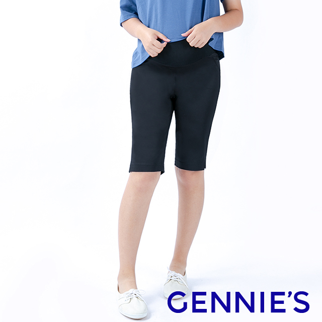 Gennies 奇妮 輕盈質感開叉休閒五分褲(黑T4943)