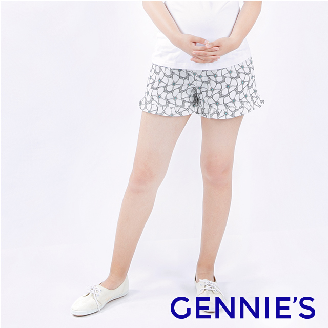 Gennies 奇妮 氣質美型波浪短褲(白T4946)