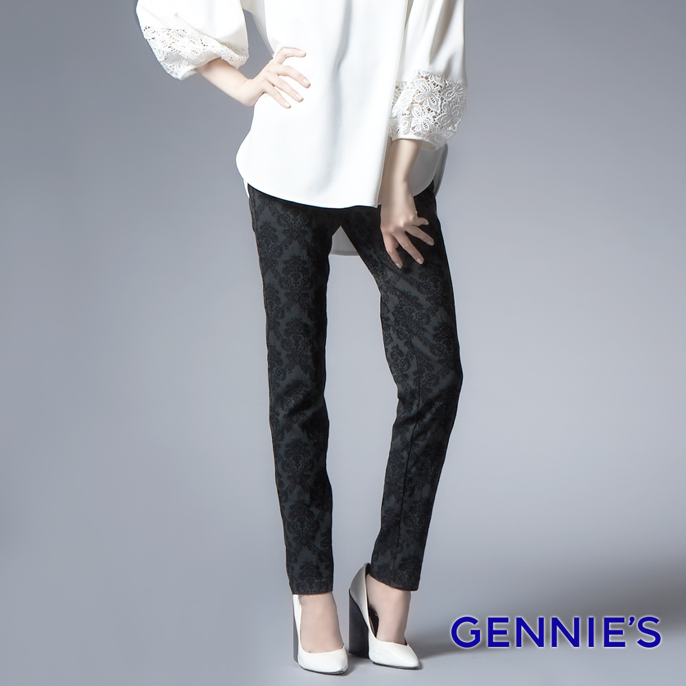 Gennies 奇妮 彈力緹織一體成型窄管褲(黑)