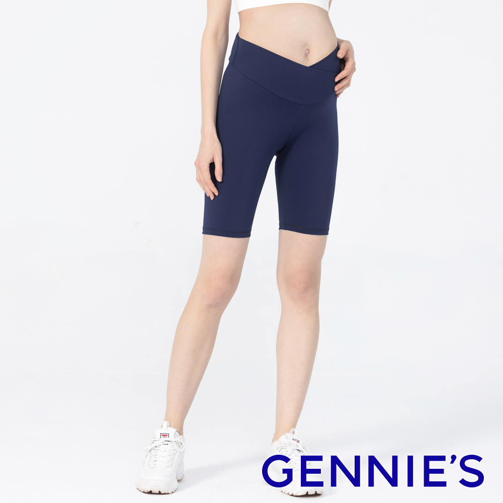 Gennies 奇妮 彈力百搭孕婦運動五分褲(藍)