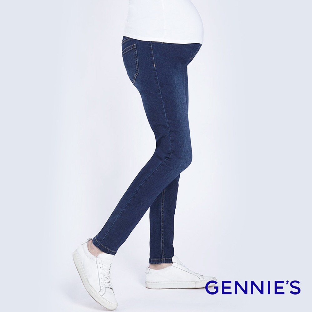 Gennies 奇妮 彈力刷色窄管牛仔褲(深藍)（其他規格）