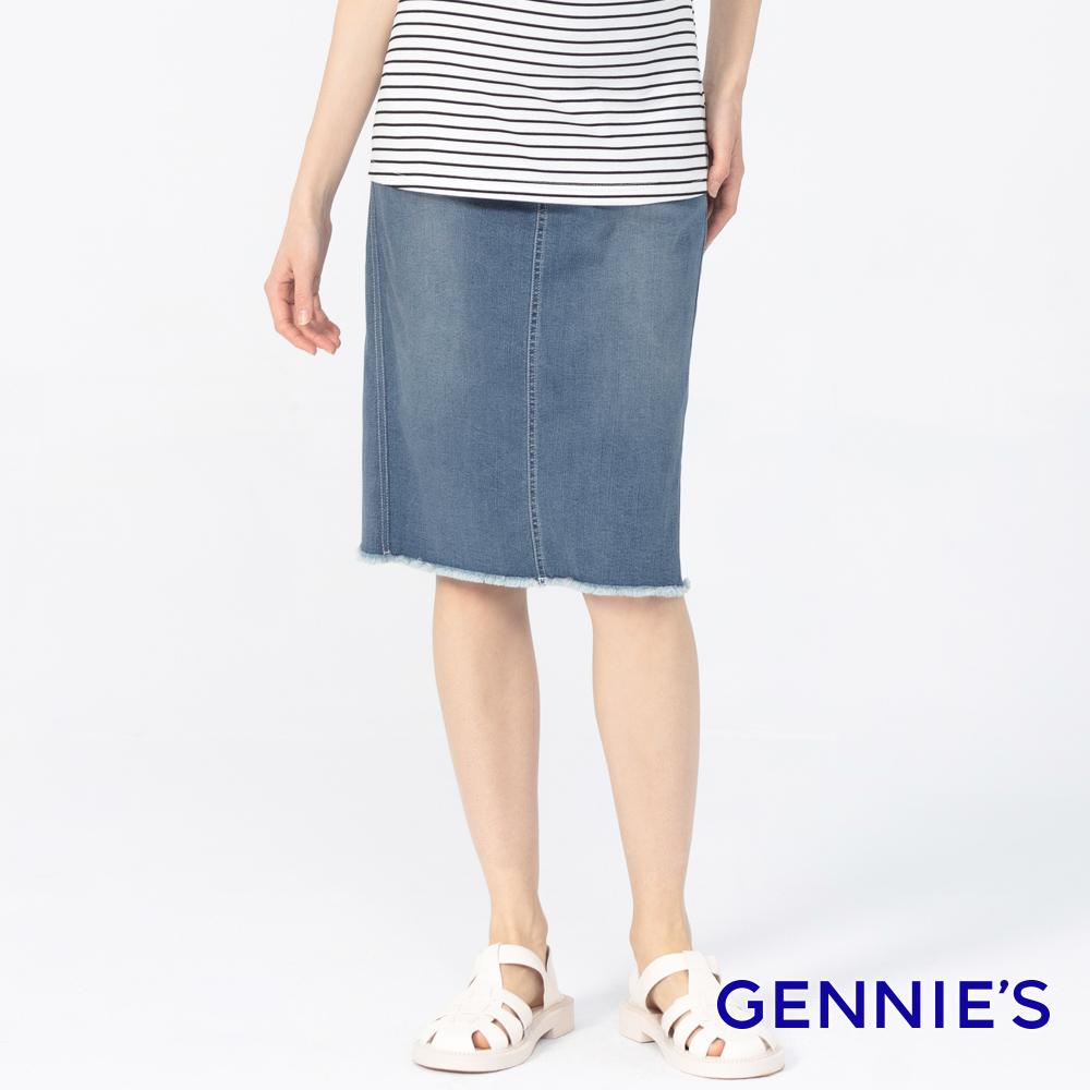 Gennies 奇妮 高彈力孕婦牛仔裙(藍)