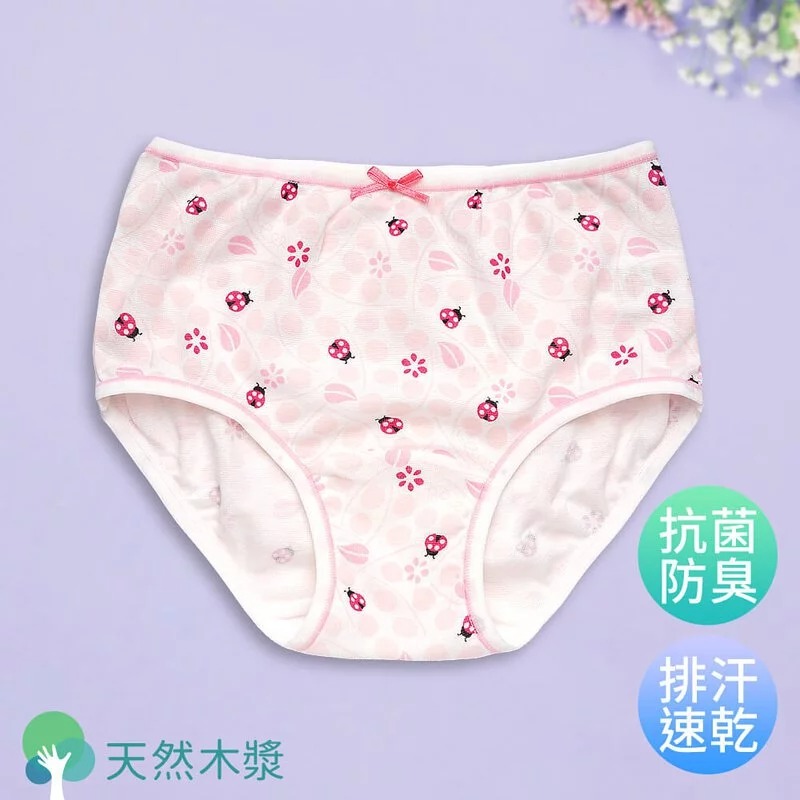 Anny pepe 女童內褲 縲縈(Rayon) 抗菌 吸濕排汗 瓢蟲三角褲-粉紅
