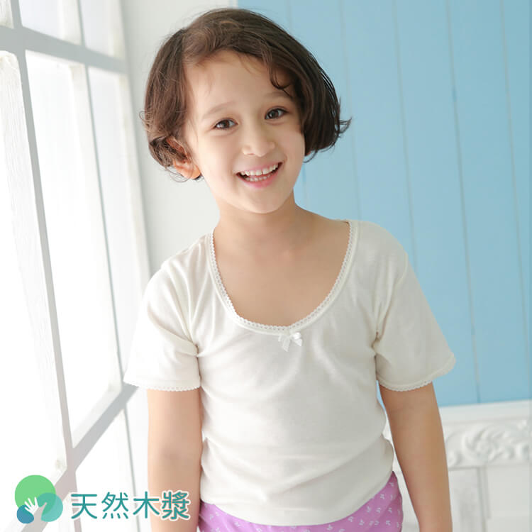 Anny pepe 女童木漿棉短袖內衣-白90~150春夏必備