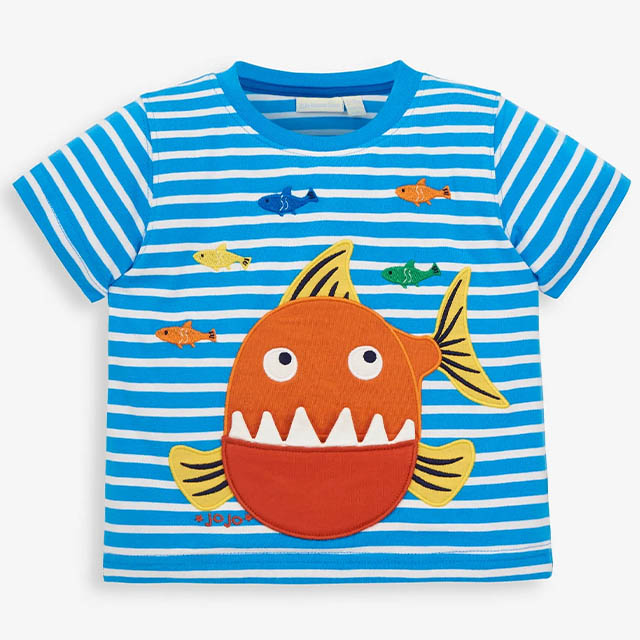JoJo Maman BeBe 英國 超優質嬰幼兒/兒童100純棉短袖上衣/T-shirt/動物T_大嘴魚(JJH2903)