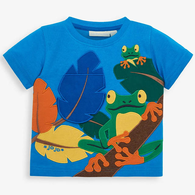 JoJo Maman BeBe 英國 超優質嬰幼兒/兒童100純棉短袖上衣/T-shirt/動物T_淘氣樹蛙(JJH2906)