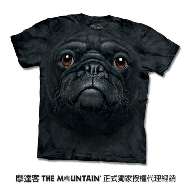 The Mountain 摩達客 美國進口自然純棉系列 黑巴哥犬臉 T恤