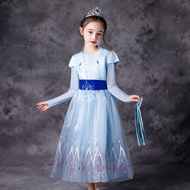PRINCESS 荷蘭公主 Kori Deer 可莉鹿 冰雪2女王氣質長袖淺藍洋裝 女童公主萬聖節禮服