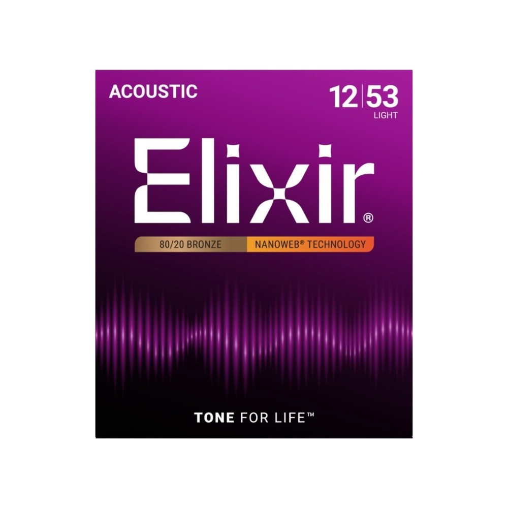ELIXIR NANOWEB 80/20 BRONZE 薄覆膜弦 木吉他弦 12-53