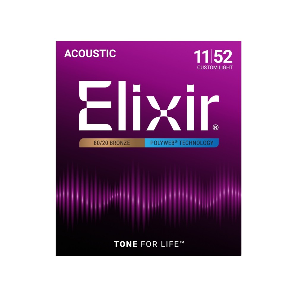 ELIXIR POLYWEB 80/20 BRONZE 厚覆膜弦 木吉他弦 11-52