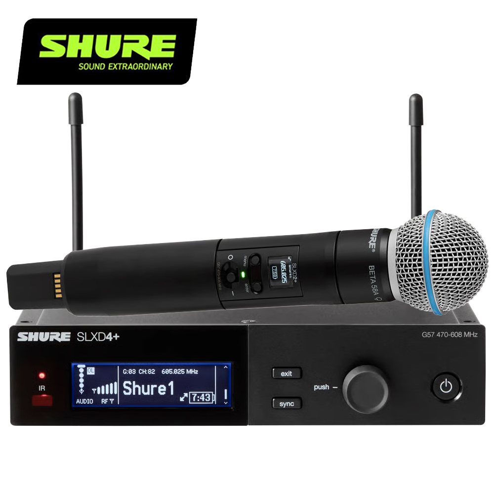 SHURE SLXD4+ 數位無線單頻道接收器|適用於SLX-D+數位無線麥克風系統