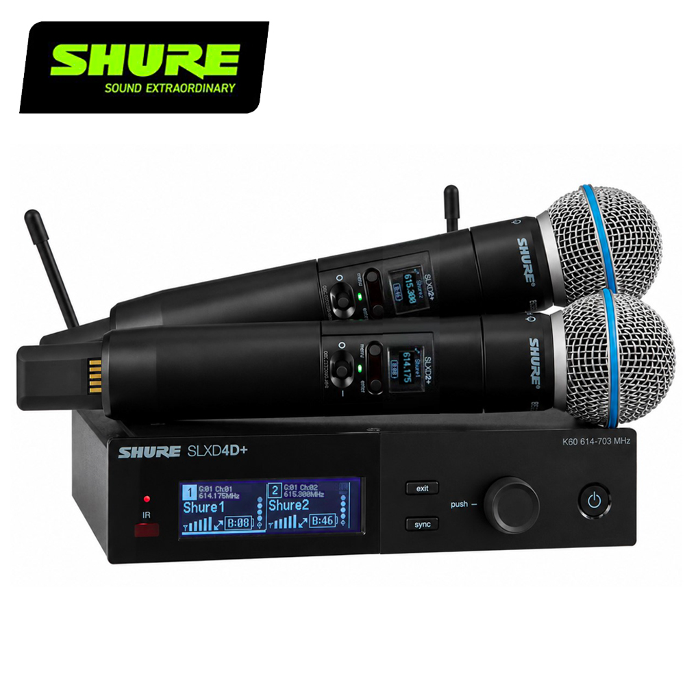 SHURE SLXD24D+/B58數位雙頻雙無線系統1對2-搭配配備手持式BETA 58A麥克風2支
