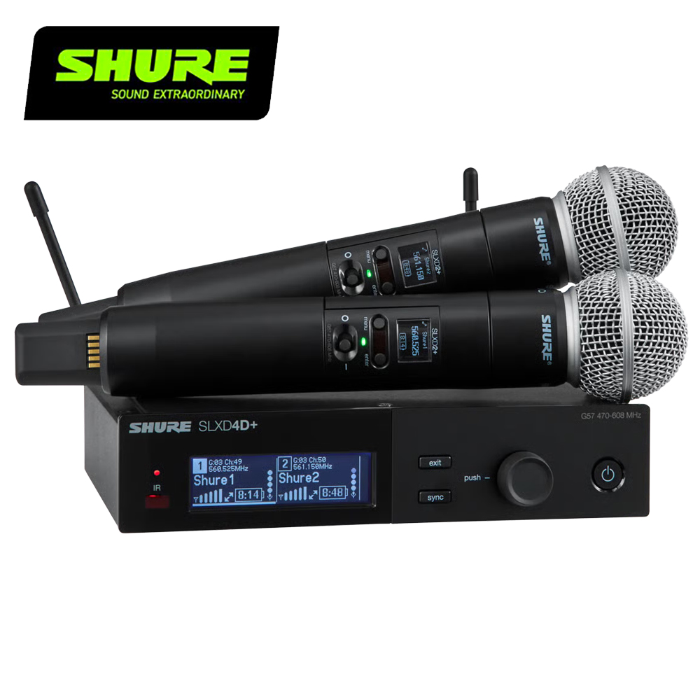 SHURE SLXD24D+/SM58 數位雙頻無線麥克風系統1對2|搭配手持式SM58麥克風2支