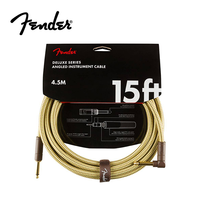 Fender Deluxe SL Tweed IL 樂器導線 15ft 黃編織款