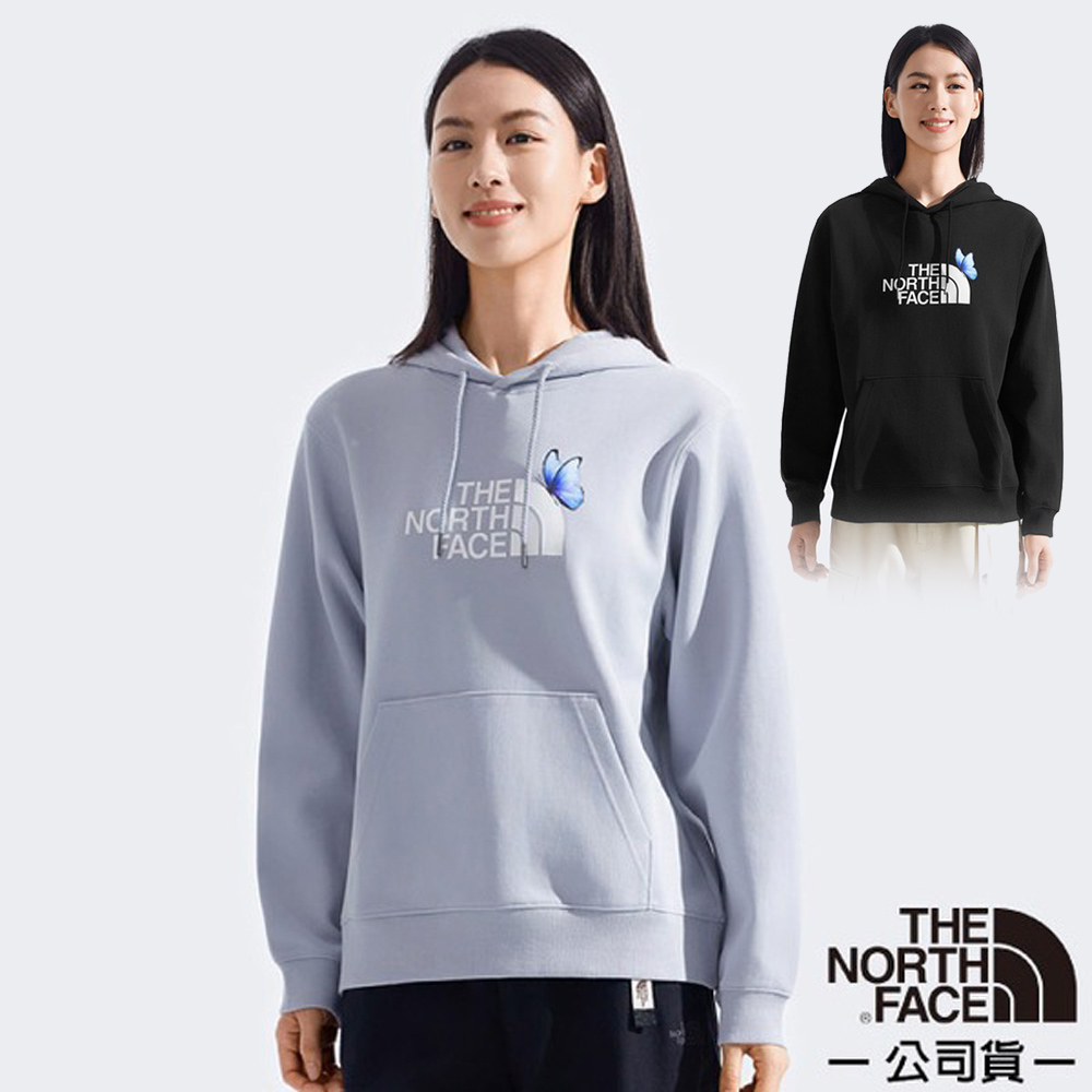 The North Face 北面 女 ESSENTIAL NATURE RECHARGE 吸濕透氣棉質混紡長袖連帽T恤.休閒套頭衫.運動上衣/袋鼠式插手袋/8F0E
