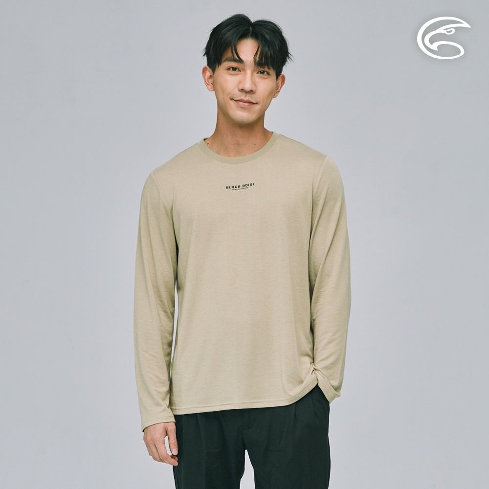 ADISI 男長袖天絲鋅離子消臭快乾圓領T AL2311114 (S-2XL) 米卡其