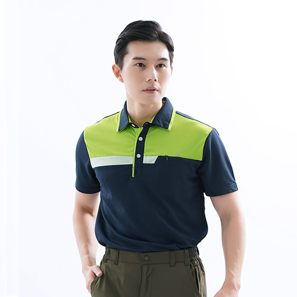 遊遍天下 男款抗UV休閒吸濕排汗POLO衫GS1035丈青綠