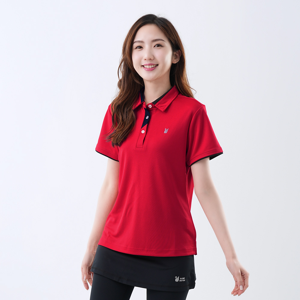 遊遍天下 女款吸濕排汗抗UV機能POLO衫GS1036紅色