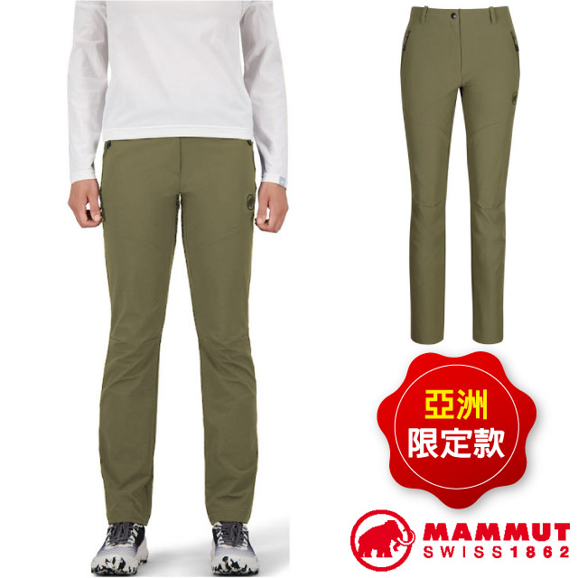 MAMMUT 長毛象 AF 女 Trekkers 3.0 SO Pants 機能彈性透氣快乾防潑水長褲.登山健行褲/ 1021-00810-4584 綠鬣蜥