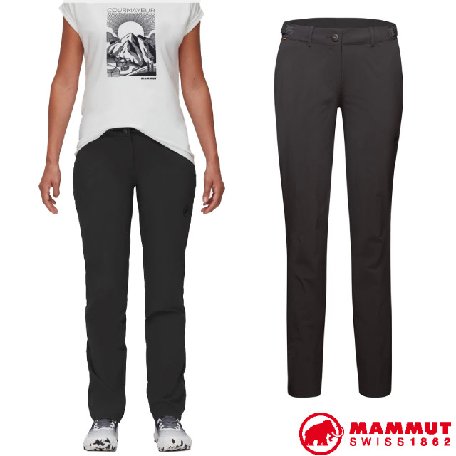 MAMMUT 長毛象 女 Runbold Pants 輕量彈性抗UV透氣快乾排汗長褲/登山健行.涼爽休閒/1022-01680-00150 幻影黑