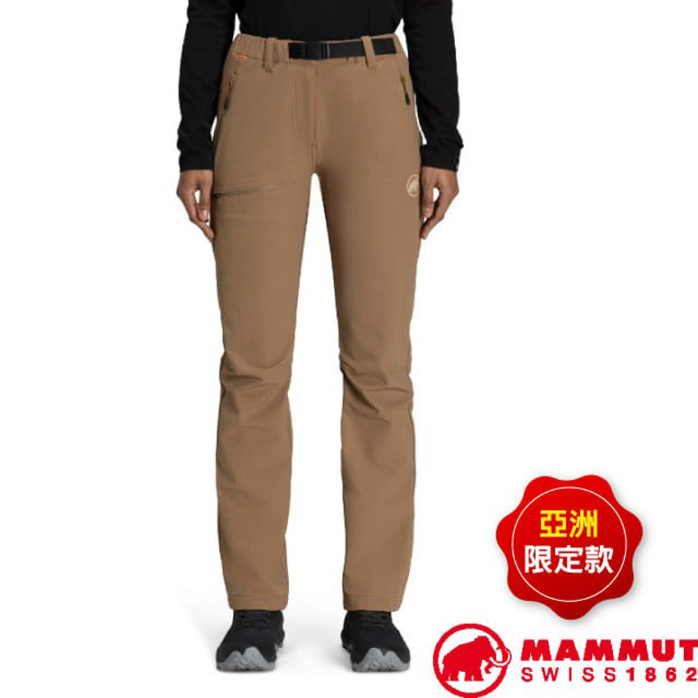 MAMMUT 長毛象 女 Yadkin 2.0 SO Pants AF 日系保暖軟殼褲.防潑水保暖長褲(附腰帶).登山褲/1021-01220-7494 深沙褐