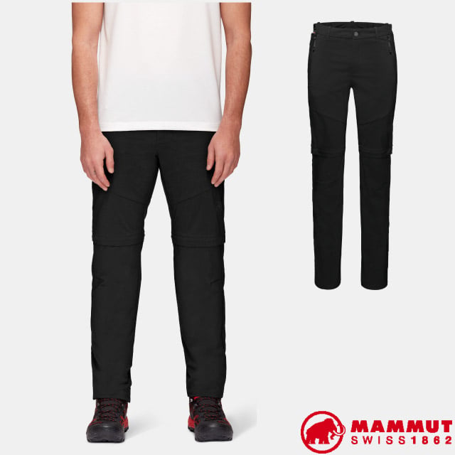 MAMMUT 長毛象 男 Hiking Zip Off Pants Men 輕量多功能拉鍊健行褲/登山健行.涼爽休閒/1022-01261-0001 黑色