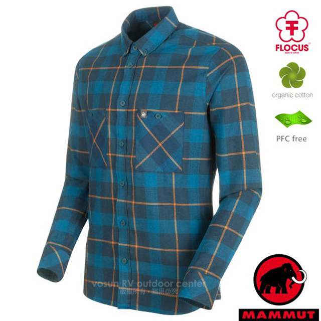 MAMMUT 長毛象 男新款 Alvra 彈性透氣長袖襯衫/1015-00510-50266 水鴨藍/藍寶石