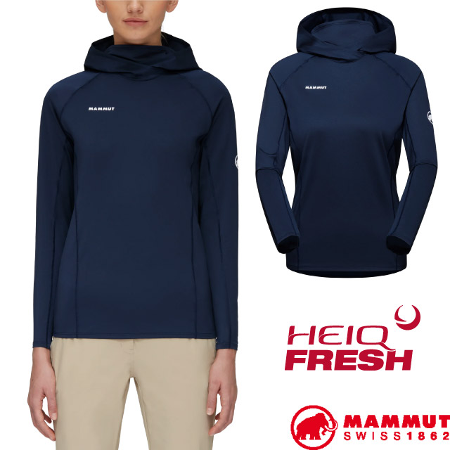 MAMMUT 長毛象 女 Selun FL Sun Hoody 保暖長袖連帽T恤/UPF 50+/1016-01430-5118 海洋藍