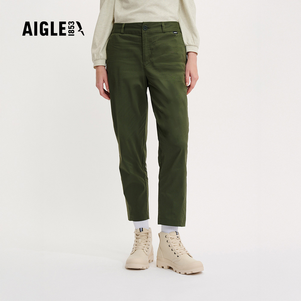 AIGLE 女 快乾彈性九分褲|AG-4P228A080 軍綠(coolmax 吸濕排汗 快乾 彈性褲)