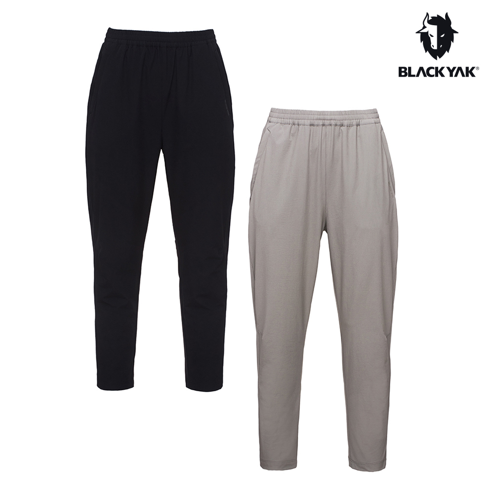 BLACKYAK 女 彈性訓練長褲(淺灰米/黑色)-秋冬 輕量 舒適彈性 鬆緊休閒褲-BYEB2WP203