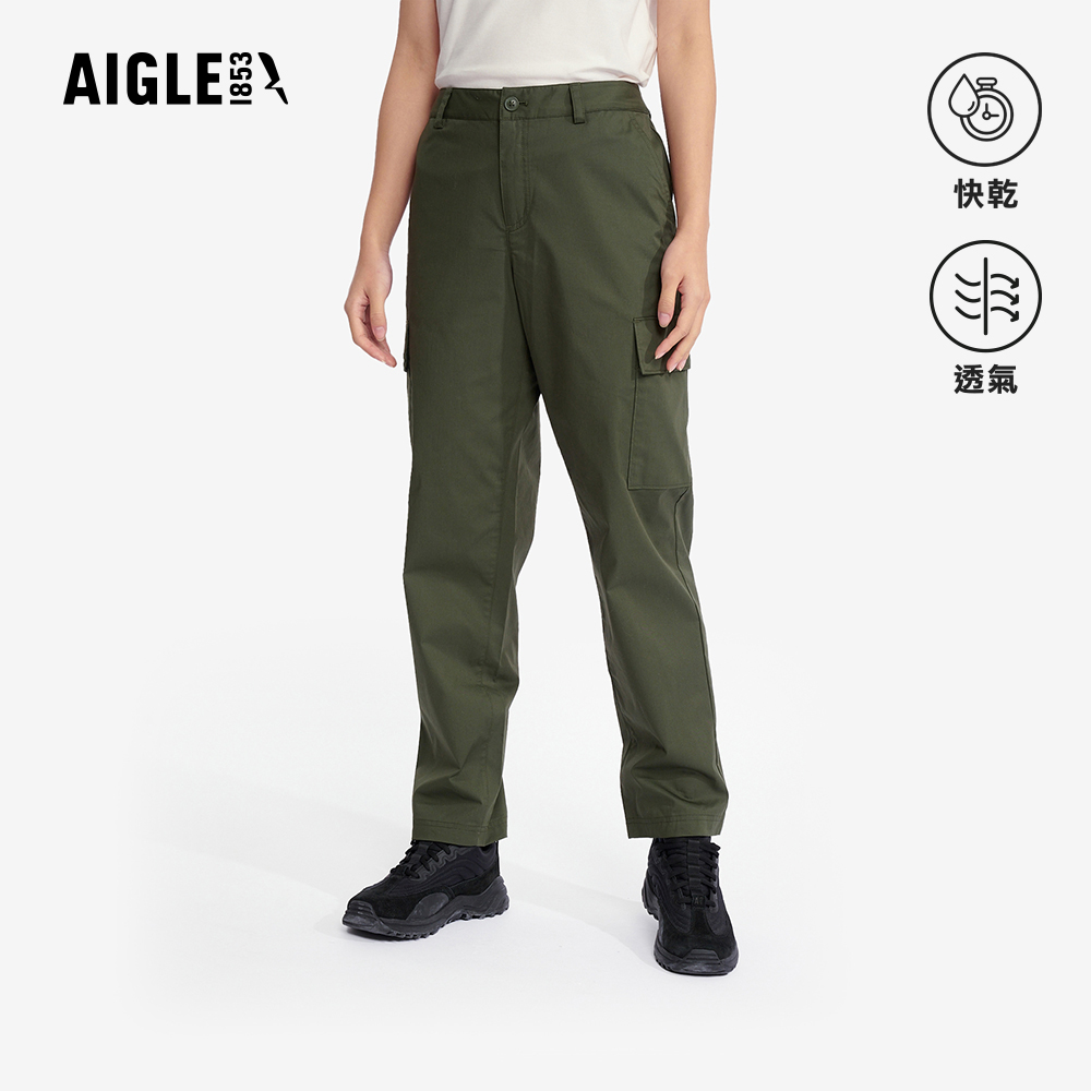 AIGLE 女 快乾彈性長褲|AG-5P232A080 軍綠(coolmax 吸濕排汗 快乾 機能長褲 彈性長褲)