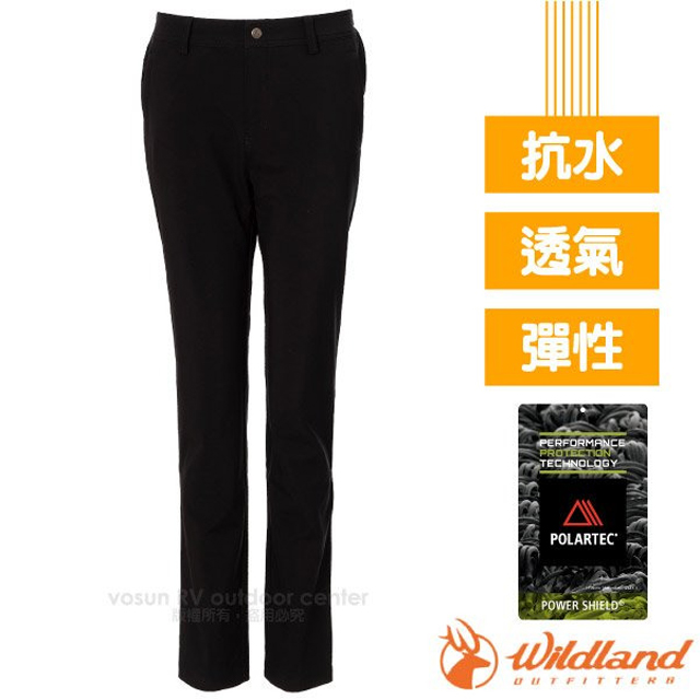 WILDLAND 荒野 女 POLARTEC 超強極輕耐磨超潑水多功能長褲/ P2301-54 黑 V