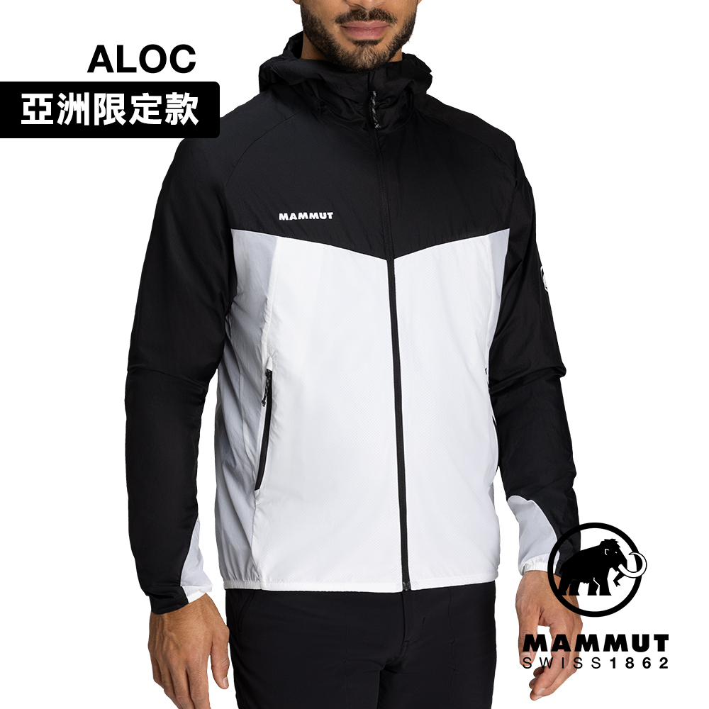 MAMMUT 長毛象 Convey WB Hooded Jacket AF Men 輕量防潑水連帽風衣外套 黑/白 男款 #1012-00530
