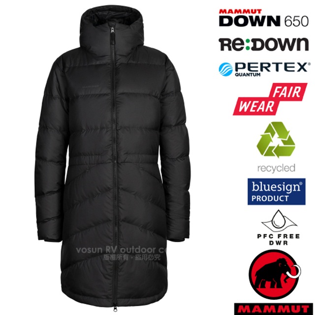 女 Fedoz IN Hooded 輕量防風長版羽絨外套.夾克/650FP羽絨.Pertex防風防潑/1013-00202-0001 黑