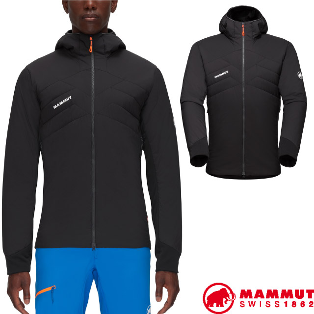 MAMMUT 長毛象 男 Rime Light IN Flex 輕量防風防潑水連帽保暖外套.夾克_1013-02150-00189 黑/幻影黑