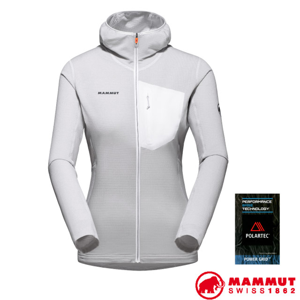 MAMMUT 長毛象 女 Aenergy Light 連帽排汗彈性夾克/Polartec排汗快乾_ 1014-03810-0468 白/公路灰