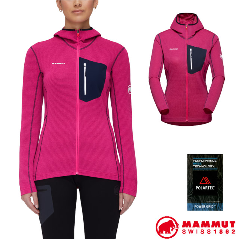 MAMMUT 長毛象 女 Aenergy Light 連帽排汗彈性夾克/Polartec排汗快乾_ 1014-03810-6214 桃紅